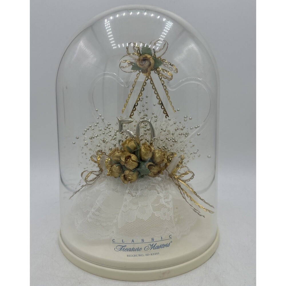 Vintage Cake Topper 50th Anniversary Wedding And Display Case Treasure Masters